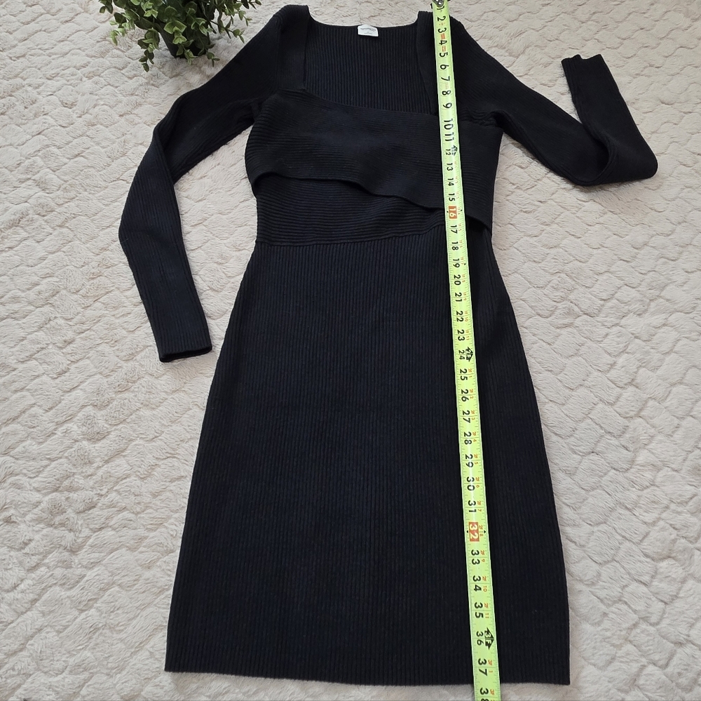 Abercrombie & Fitch Black Ribbed Crossover Front Sweater Mini-Dress, Size Large - Picture 5 of 11